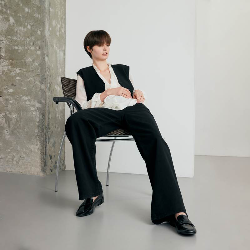 Relaxed Black Wide Jean - YW393