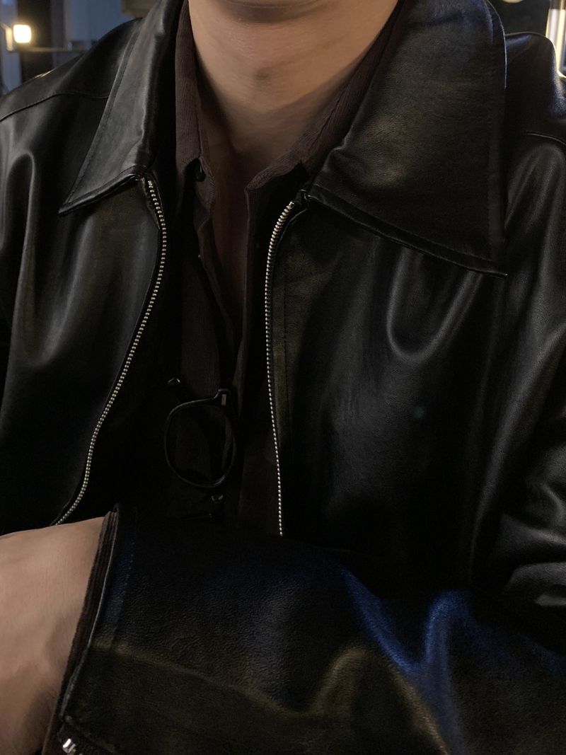 Look Liberry Two-Way Minimal Collar Leather Jacket