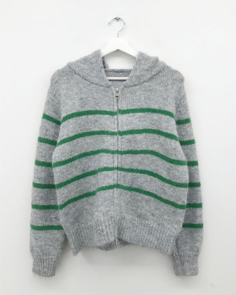 Saint Stripe Knit Hooded Zip-Up (2Colors)
