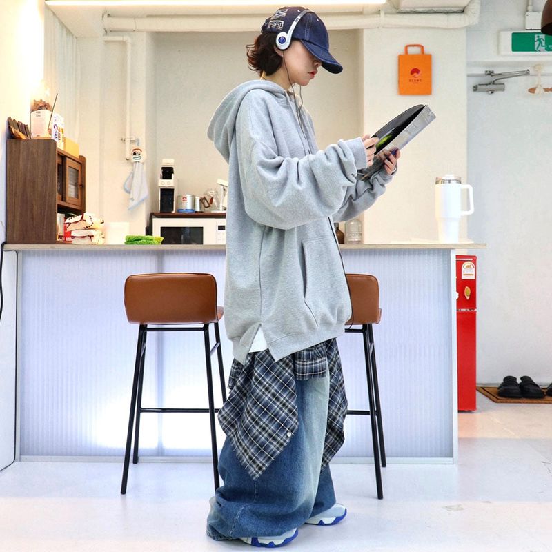 Real over-fit side incision hoodie 