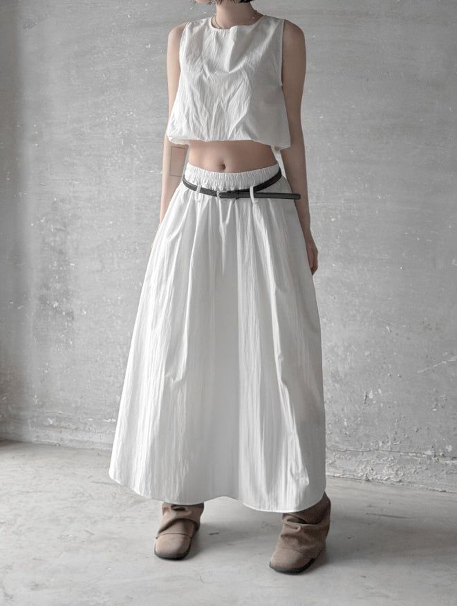 Cloud Nylon Belted Skirt