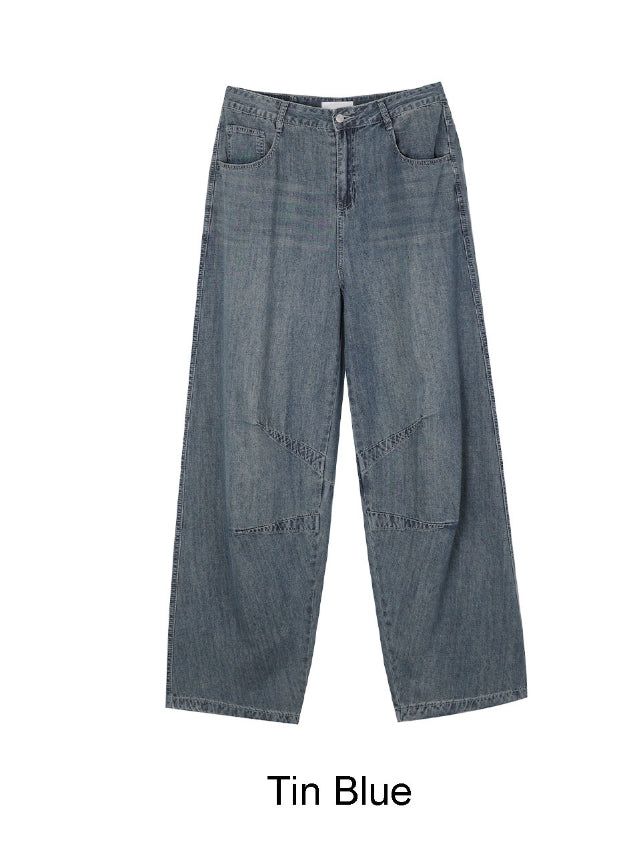 Medin Curved Linen Denim Pants