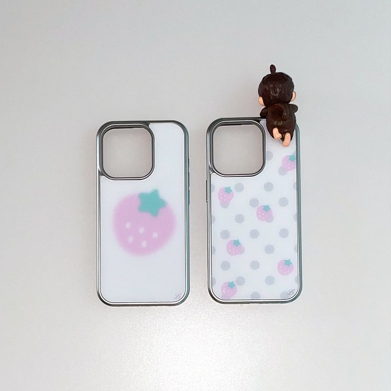 [MADE] STRAWBERRY DOT PHONE CASE (glass silver bumper)
