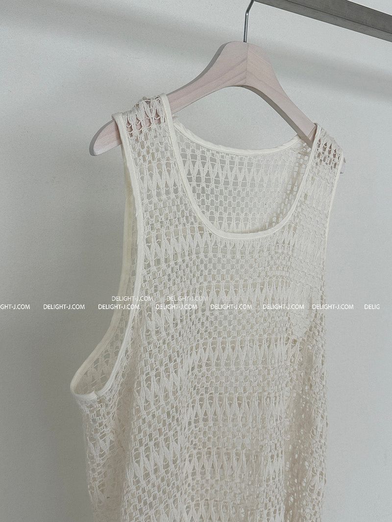 Fringe Mesh Crochet Layered Dress