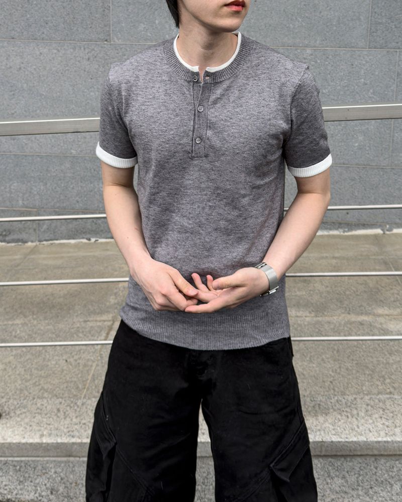 Eren Layered Henley Neck Knit