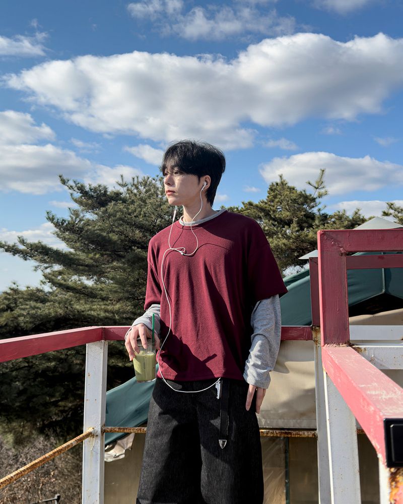 Mix Layered Long Sleeve T-Shirt