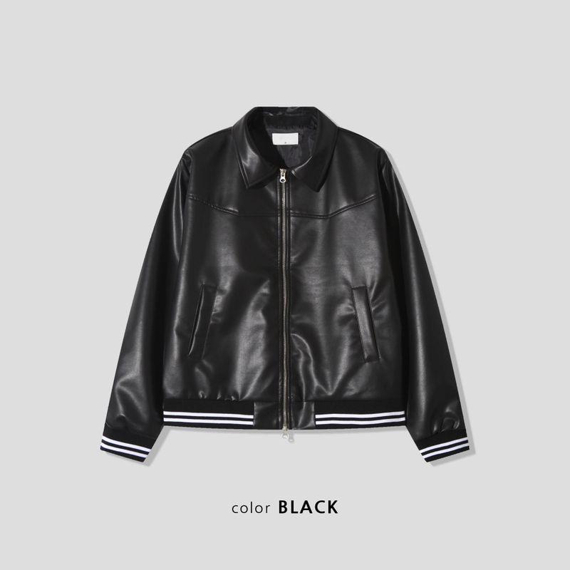 Louis Leather Sporty Crop Jacket (2 colors)