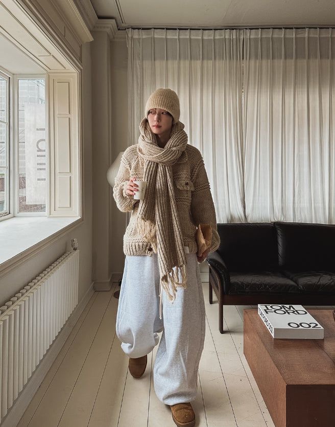 Dion sheepskin wide jogger pants