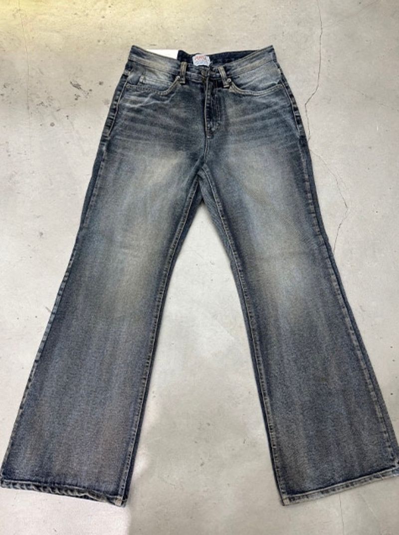 Greenwashed maxi flared jeans