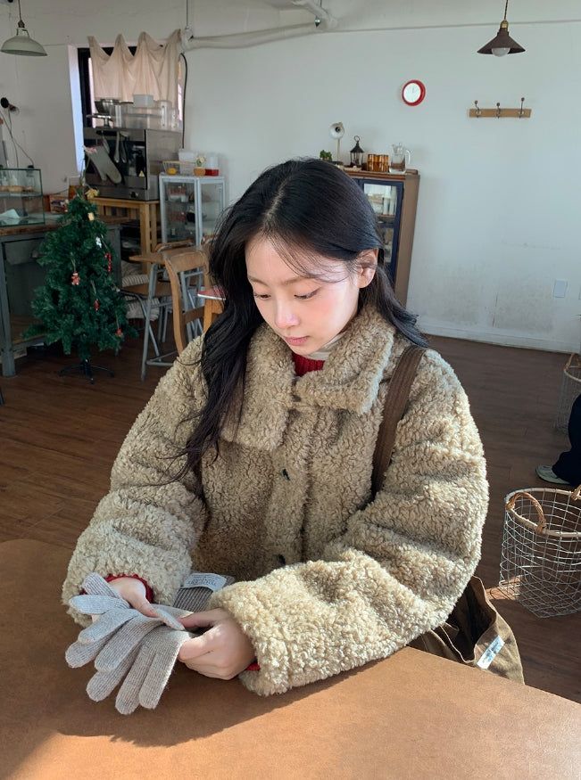 Rital Wool High Neck Fur Jacket