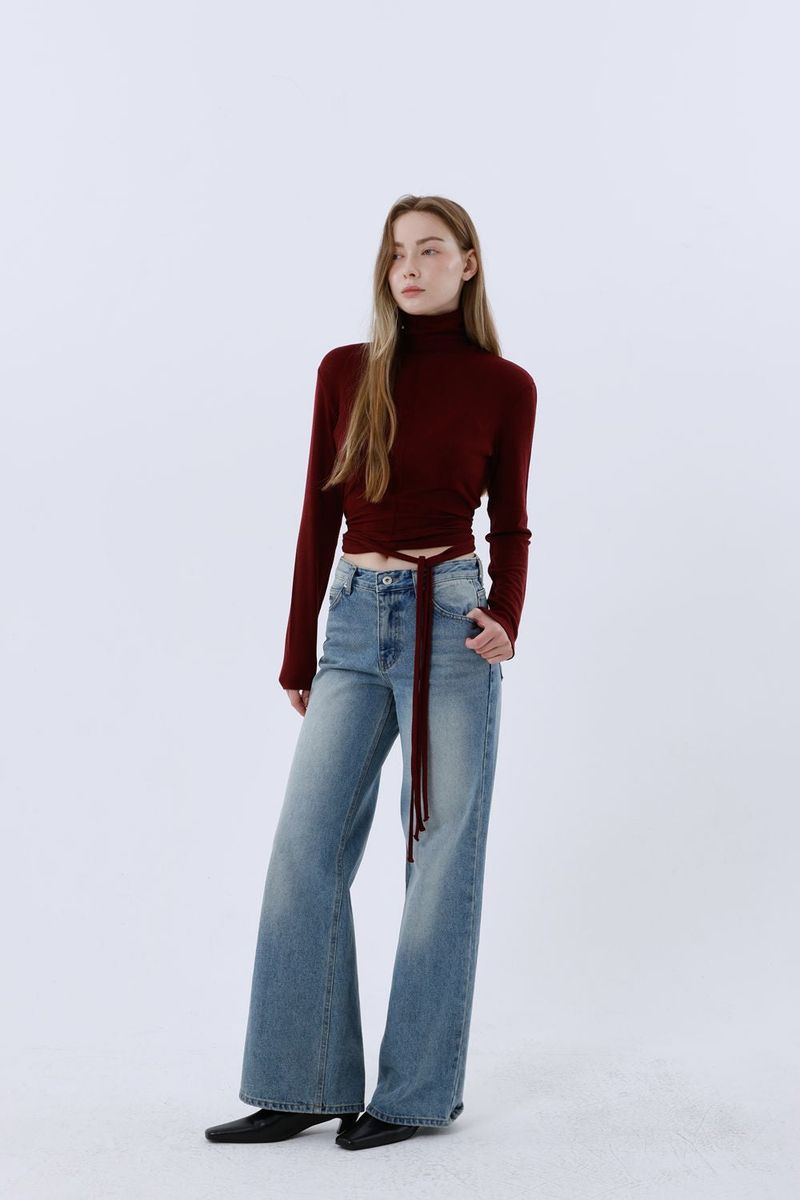 WOOL SPAN TURTLENECK T-SHIRT_BURGUNDY