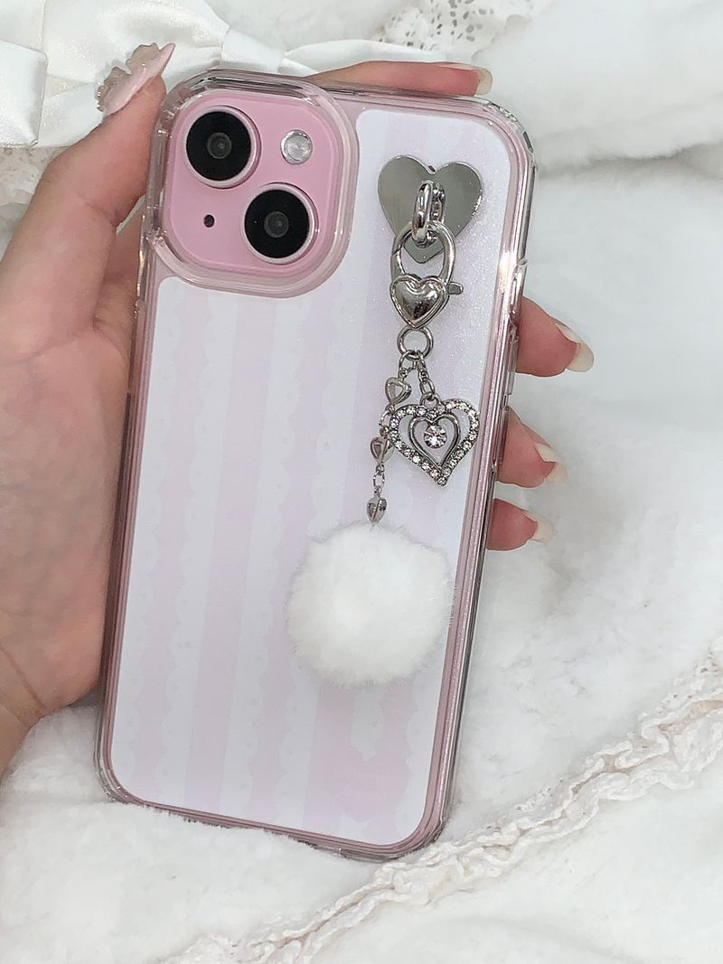 heart pompom keychain