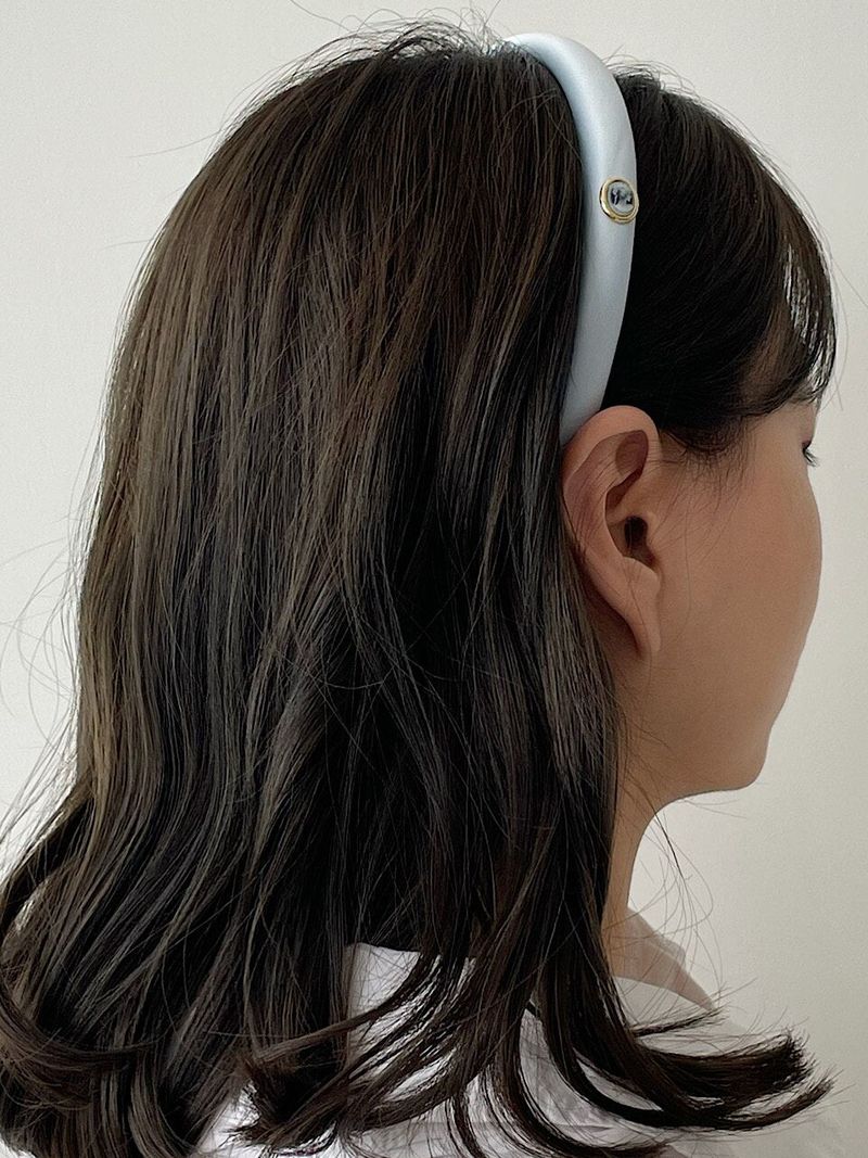 Vintage Mood Cameo Satin Slim HairBand [Blue]