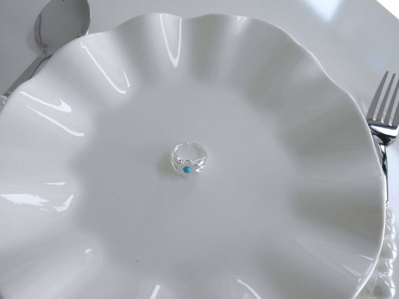 Flower Blue Silver Ring