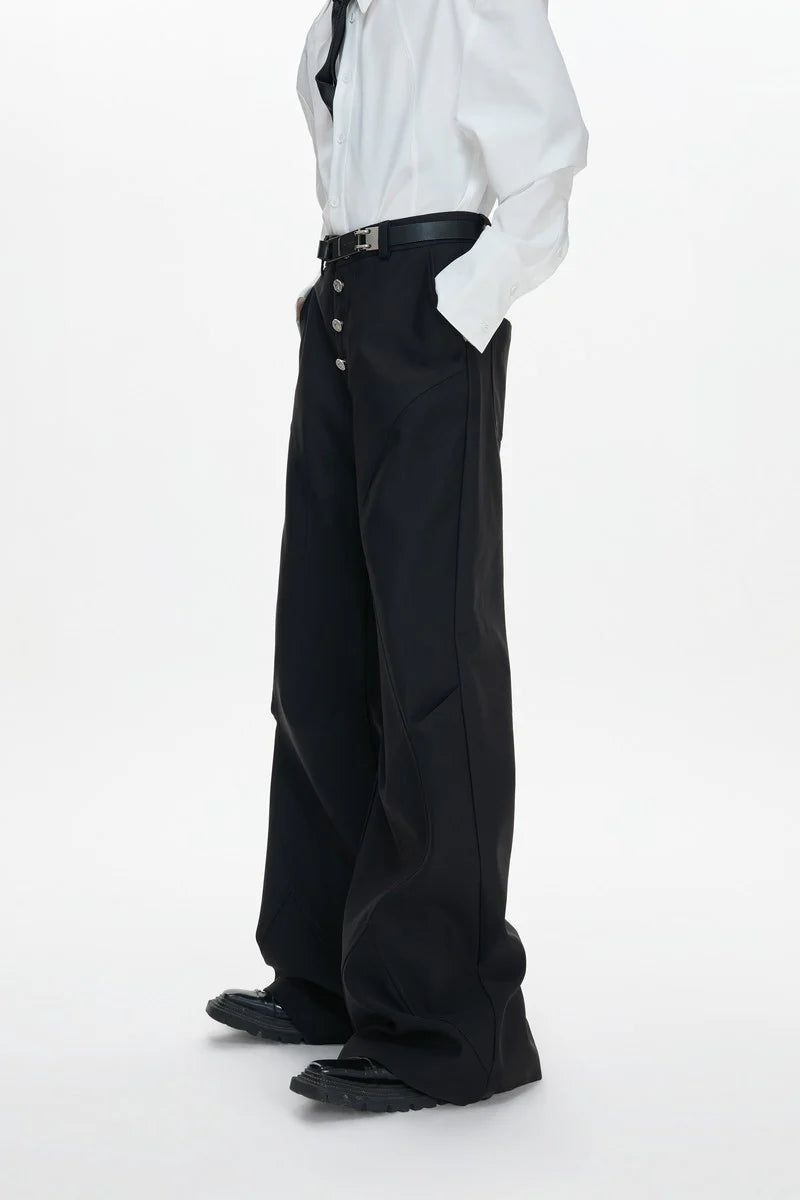 Pleated Flared Tailored Trousers