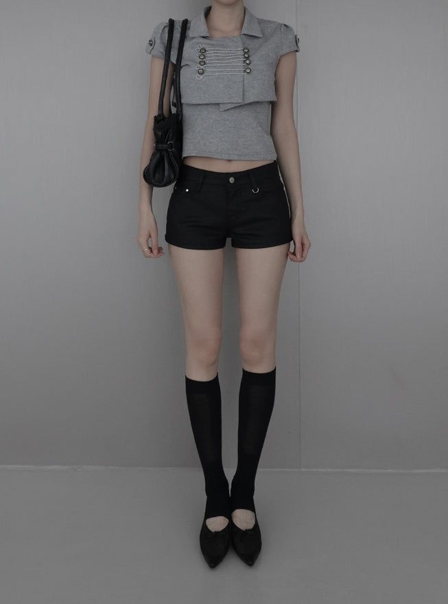 mnem（ムネム）の「Reco coated leather shorts（Pants）」