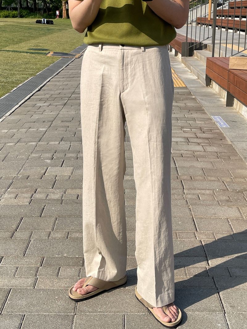 Summer linen ice back banding slacks (3 colors)