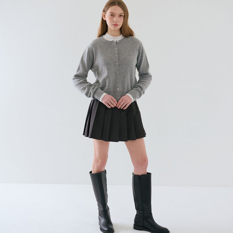 RVS Round Neck Cardigan Melange Gray