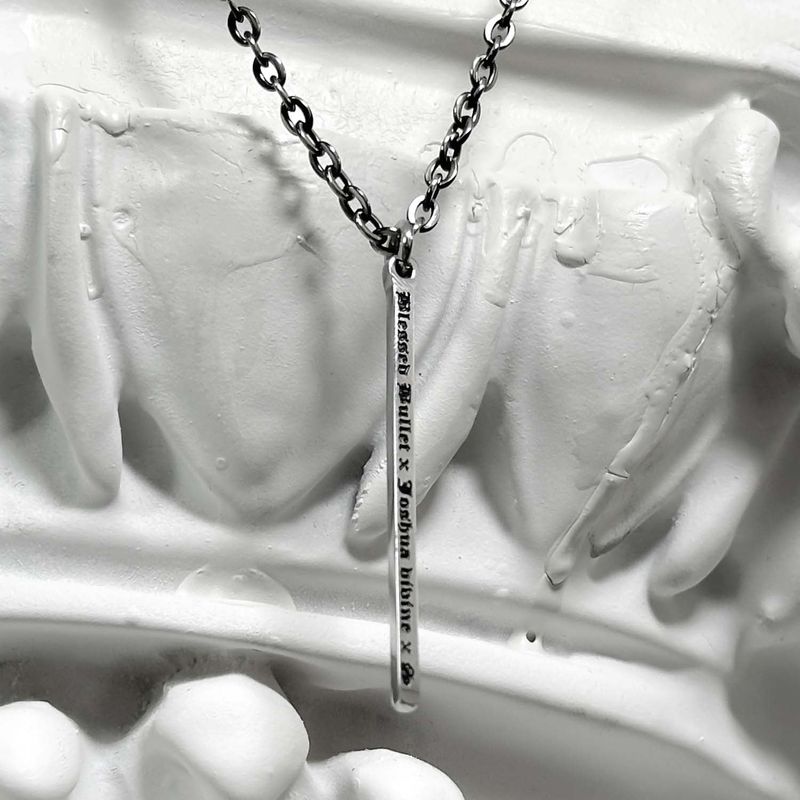 SS-lettering bar chain necklce_black silver