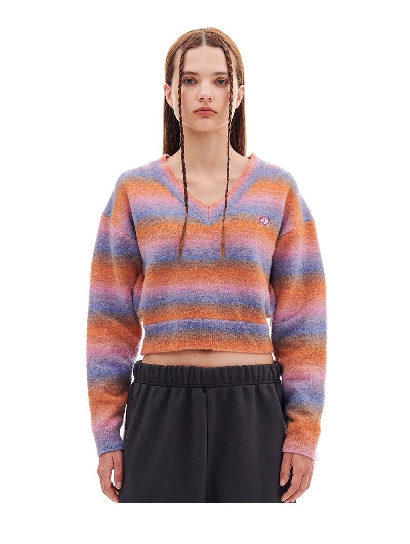 ARCHIVE BOLD(アーカイブボールド)の「HAIRY STRIPE CROP KNIT (ORANGE)(Tops)」