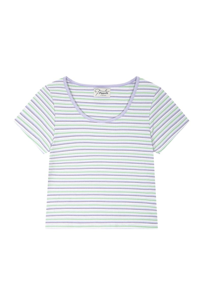 POPPALS（ポップパルズ）の「Stripe T-shirt [Purple]（Tops）」