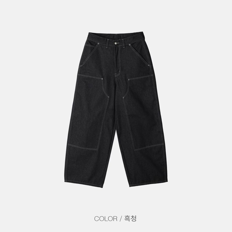 BASE BOUBLE KNEE NON-FADE DENIM
