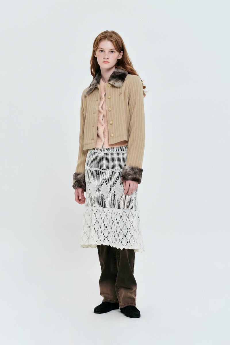 CHERRY TIE DYE FUR POINT JACKET [BEIGE]