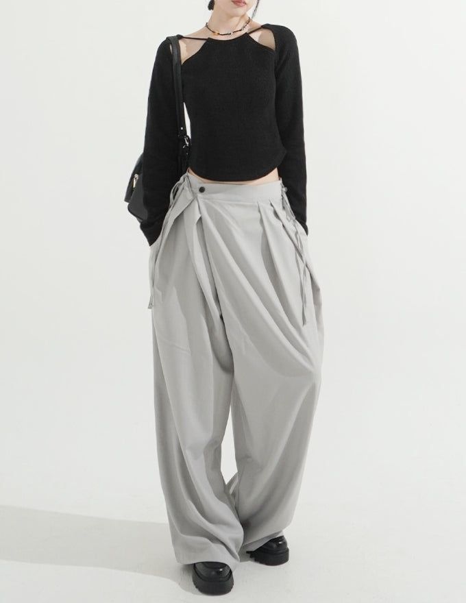 Two-button Wrap Pants