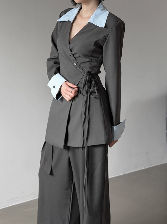 mnem（ムネム）の「Lab Shirt Layered Wrap One Piece Jacket（Jackets/Outerwear）」