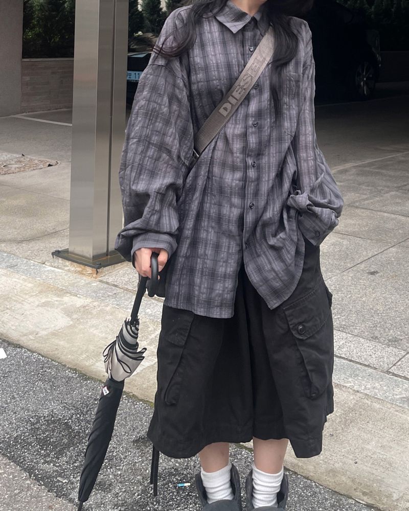 heenytsuki(ヒニツキ)の「Oa Rinkle Checkered Long Sleeve Shirt(Tops)」