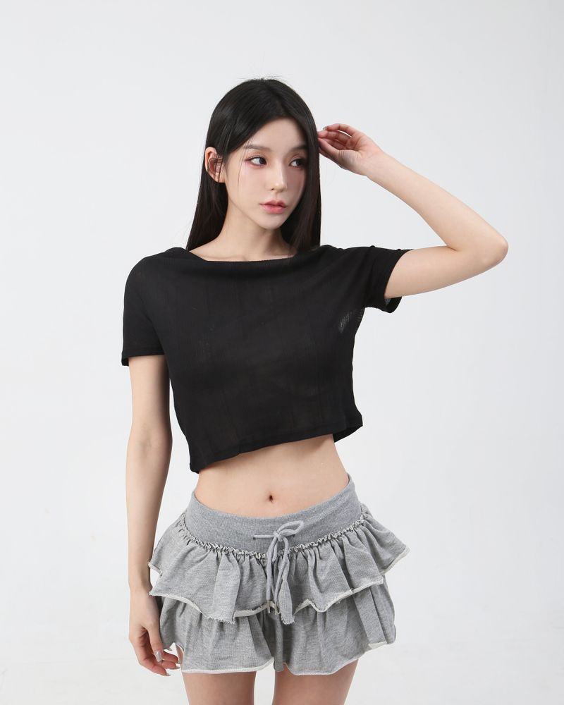 See-Through Ribbon Top Black