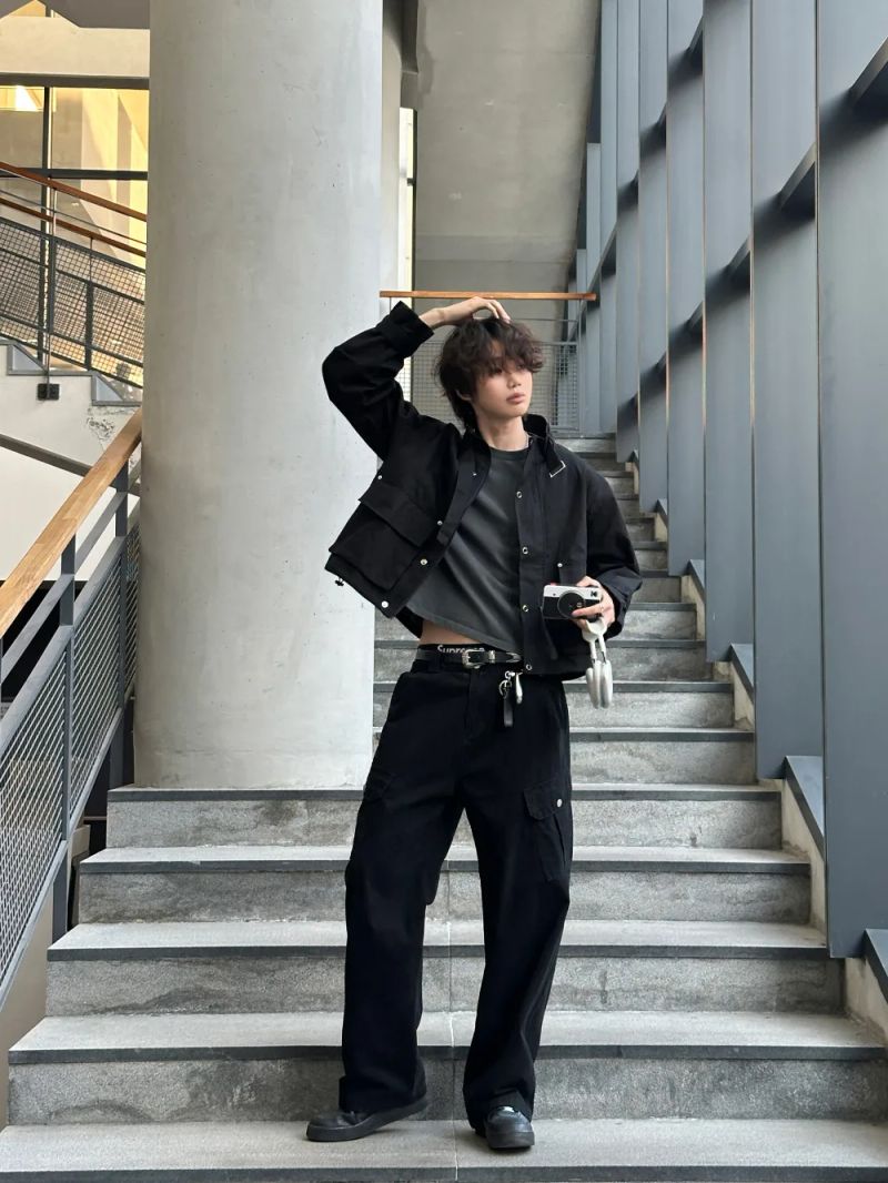 LMN Paneled Washed Cargo Wide Pants (3 colors)