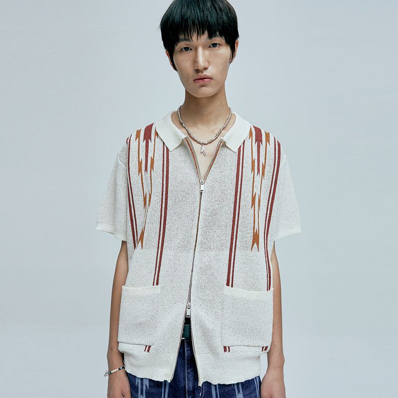 navajo boucle knit cardigan cream