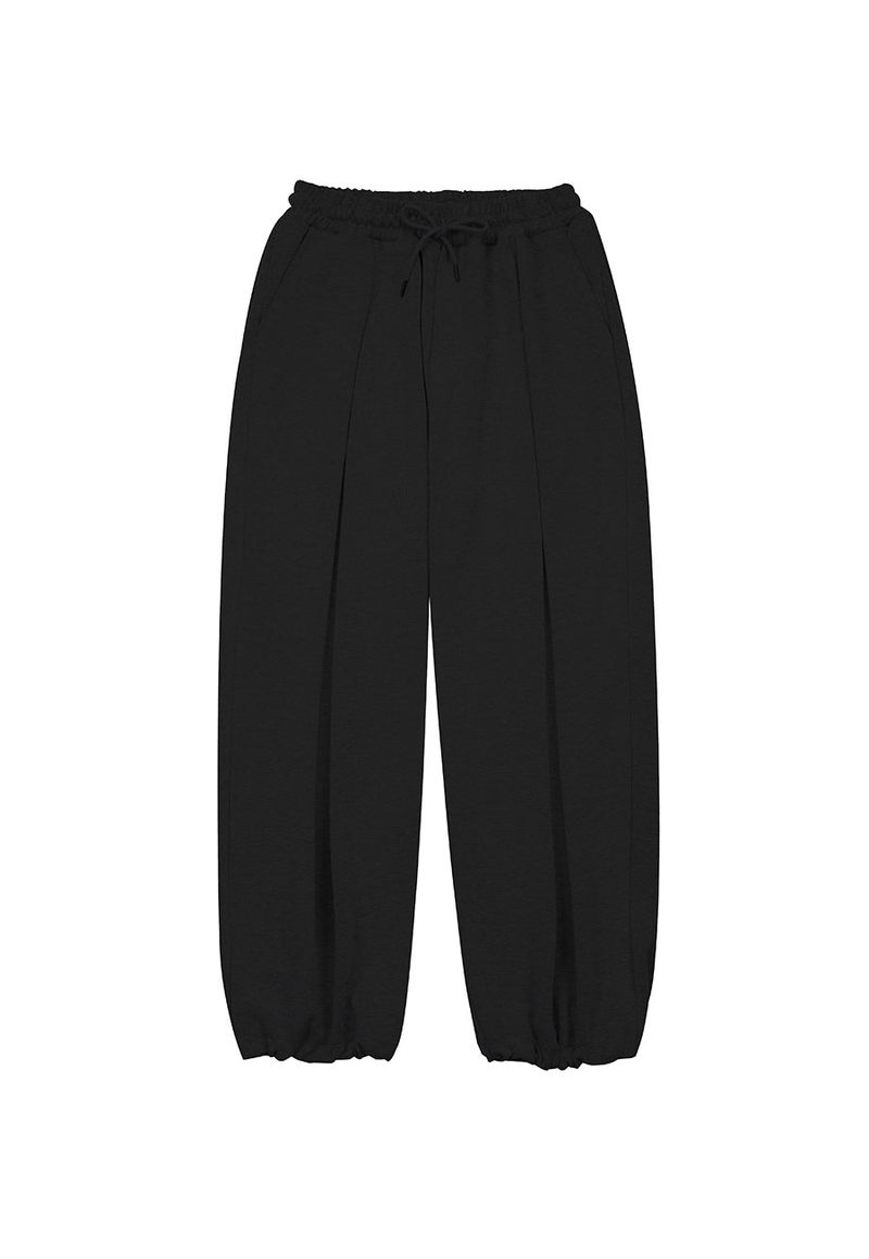 deep four tuck flow banding pants black