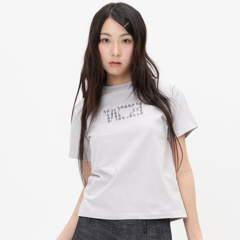 WEBHOUSE（ウェブハウス）の「 WH Check Patch Tee - Grey（Tops）」