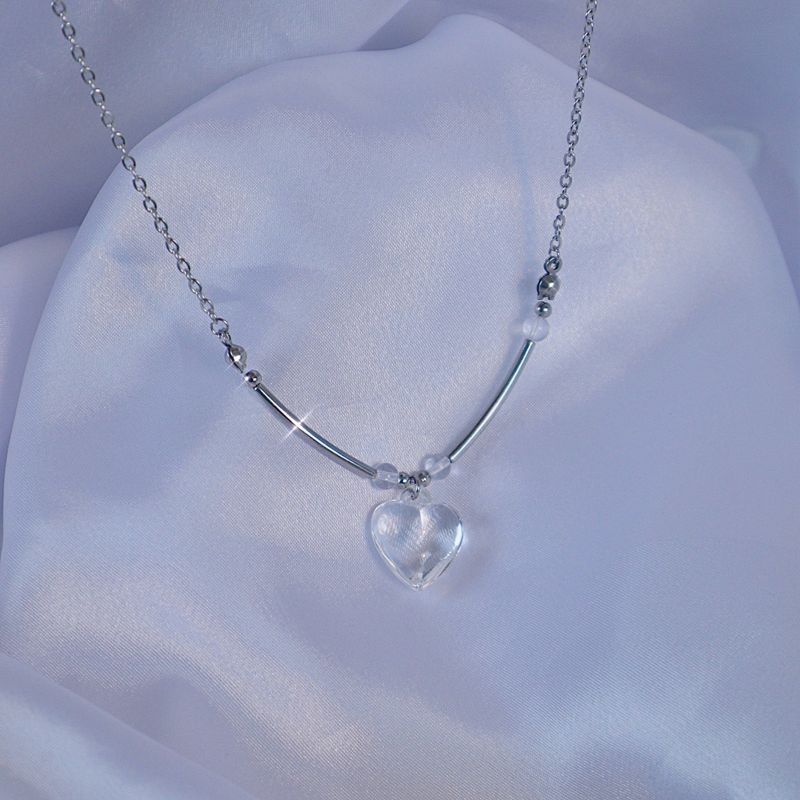 heart bar transparent beads necklace