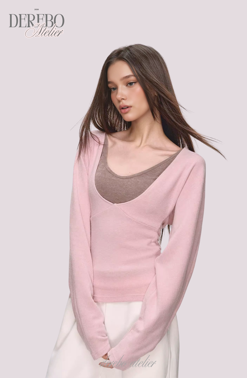 Renea Pink Layered Two-Piece Knitwear