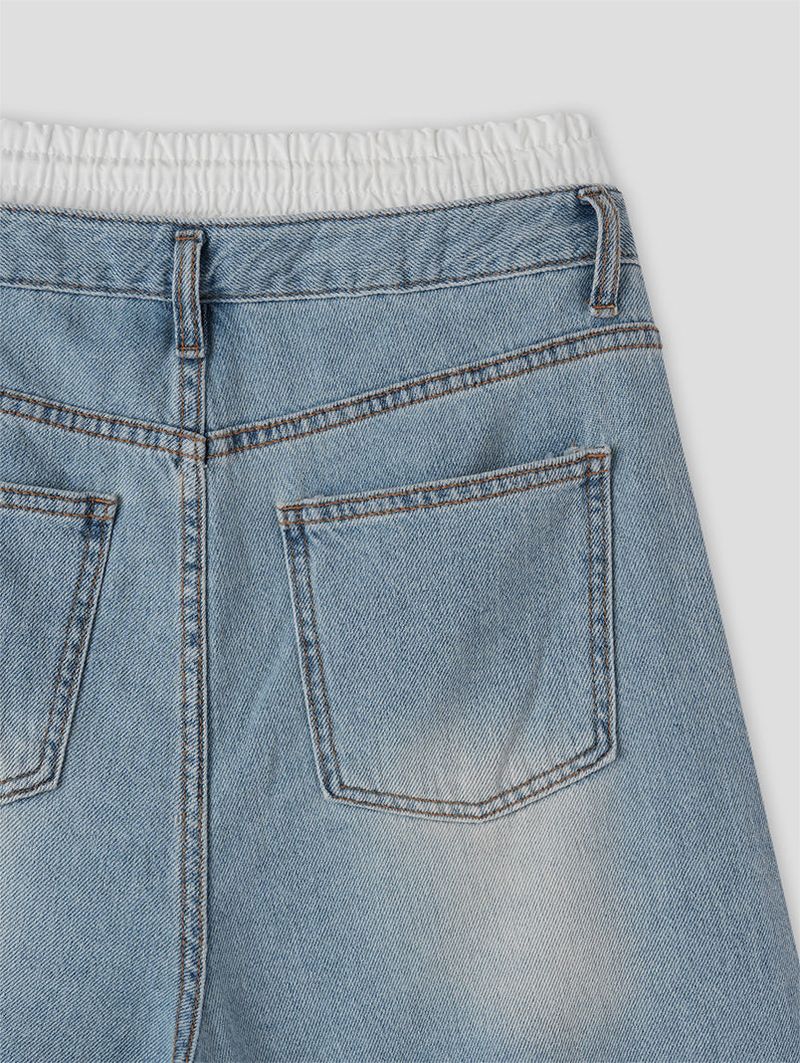 LAYERED BAND BERMUDA JEANS