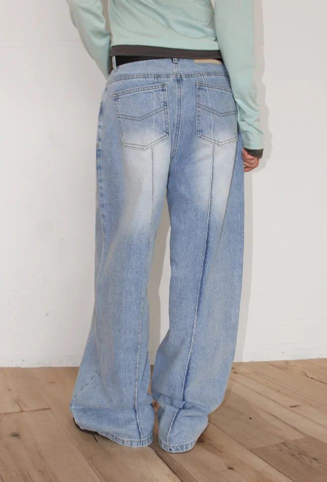 SEAM WASHED WIDE DENIM