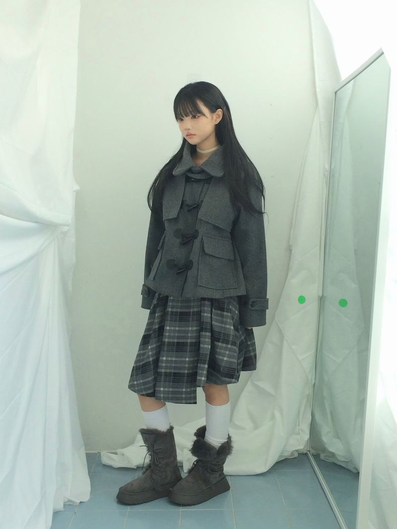 Charcoal Blend Checkered Layered Skirt