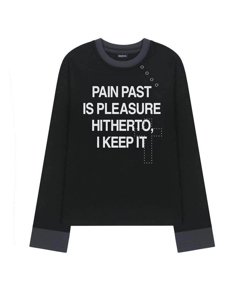 Pain Past Side Snap Layered Long Sleeve - BLACK
