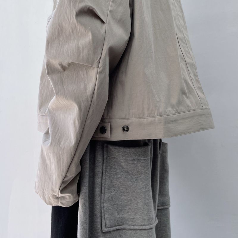 Waffle Knit Double-Zip Button Detail Hooded Jacket
