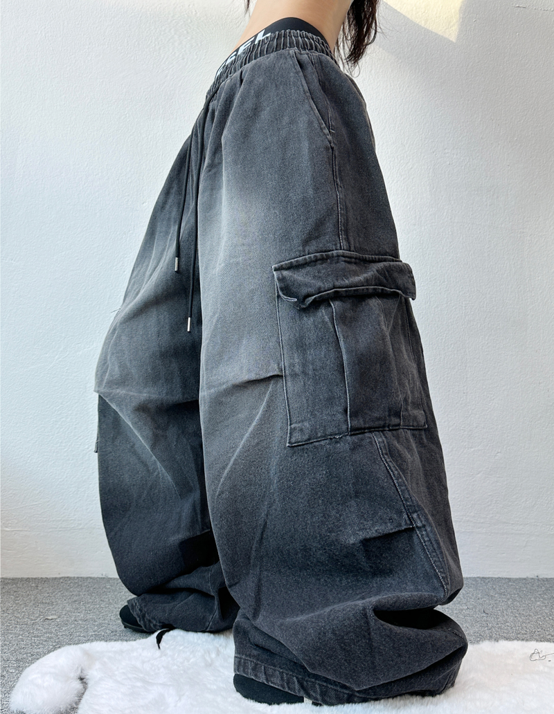 GRADATION PARACHUTE CARGO DENIM💙💚💛🩶🖤 - 4 COLORS