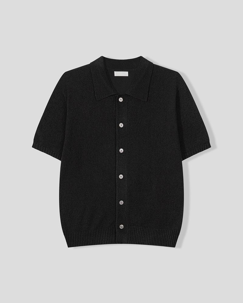 Bluema Bouclé Collar Short Sleeve Cardigan