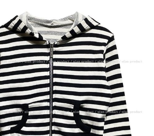 Annie Stripe Set-up Crop Hood Zip-Up