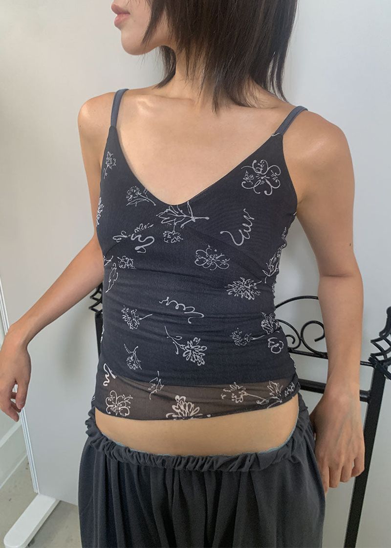 DRAWING MESH SLEEVELESS (3color)