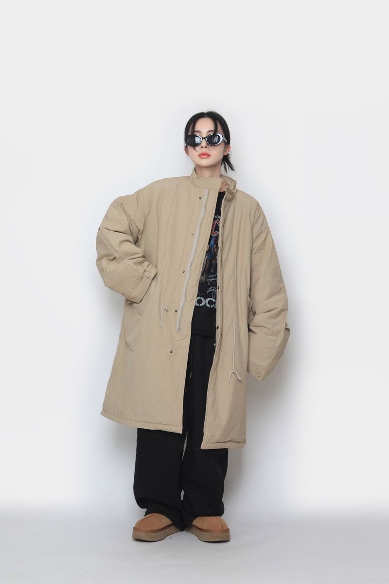 Long bomber padded jacket
