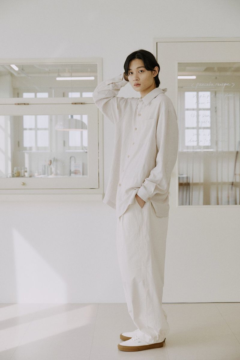 unisex linen patch shirts natural