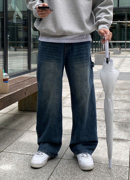 LOOKPLE（ルックプル）の「ニーチーズ002カーペンターウォッシングワイドデニムパンツ（パンツ）」