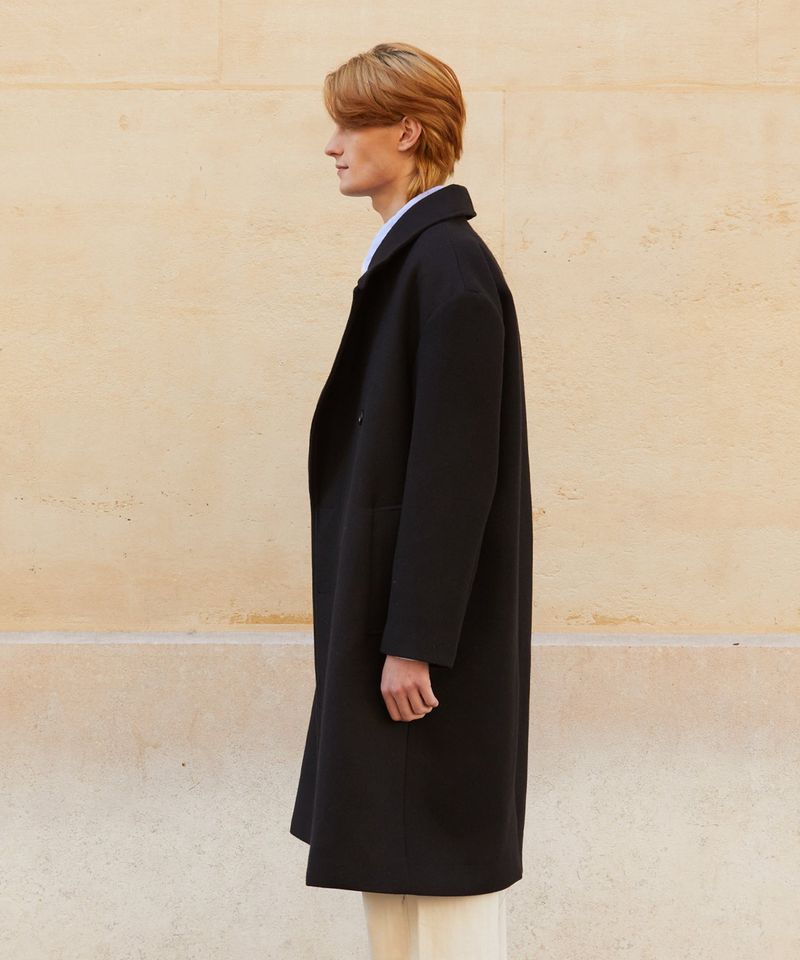 RCH wool blended oversized long coat black
